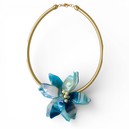 Turquoise Lotus Flower Collar
