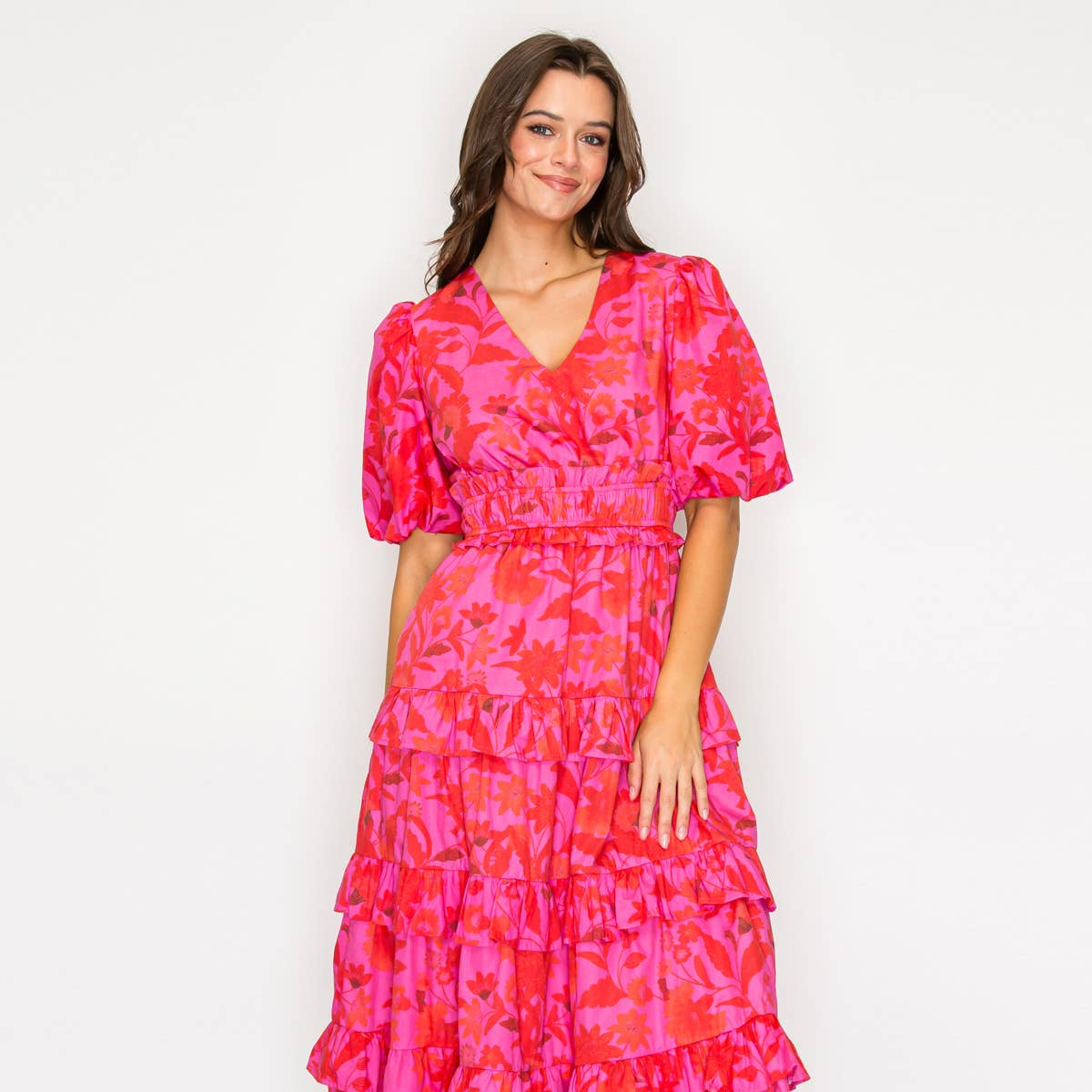 LoveWednesday - Fuchsia Garden Dream Midi Dress