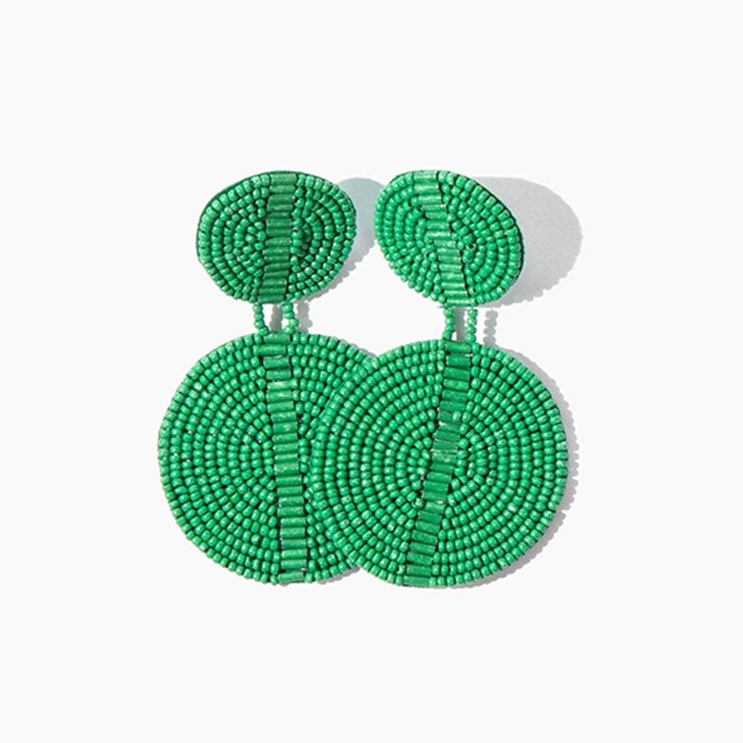 Custom Beaded Drop Disc Earrings: Blush