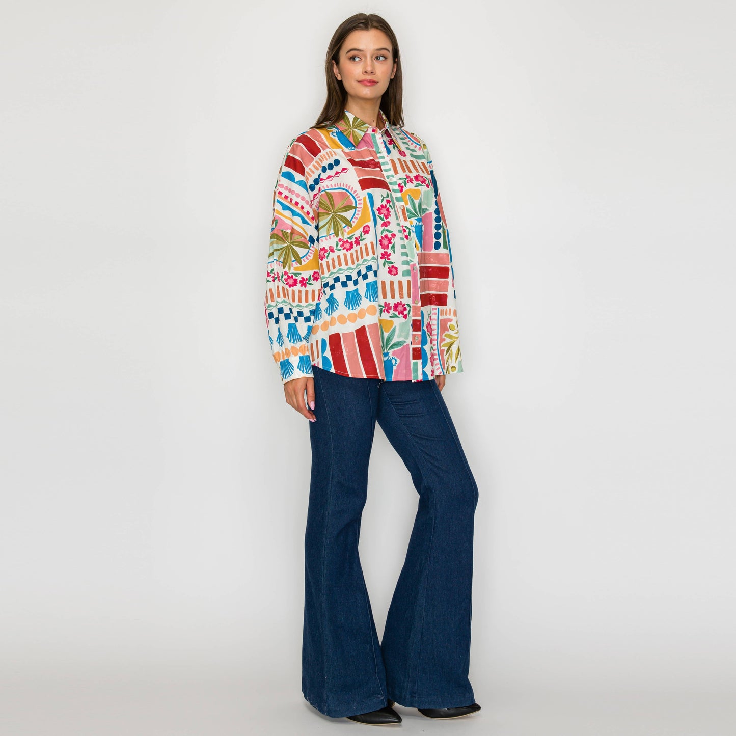 LoveWednesday - Dreamy Desert Print Oversized Shirts