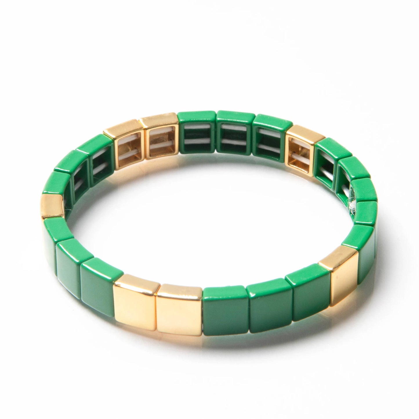 Caryn Lawn - Tile Bead Bracelet - Green/Gold