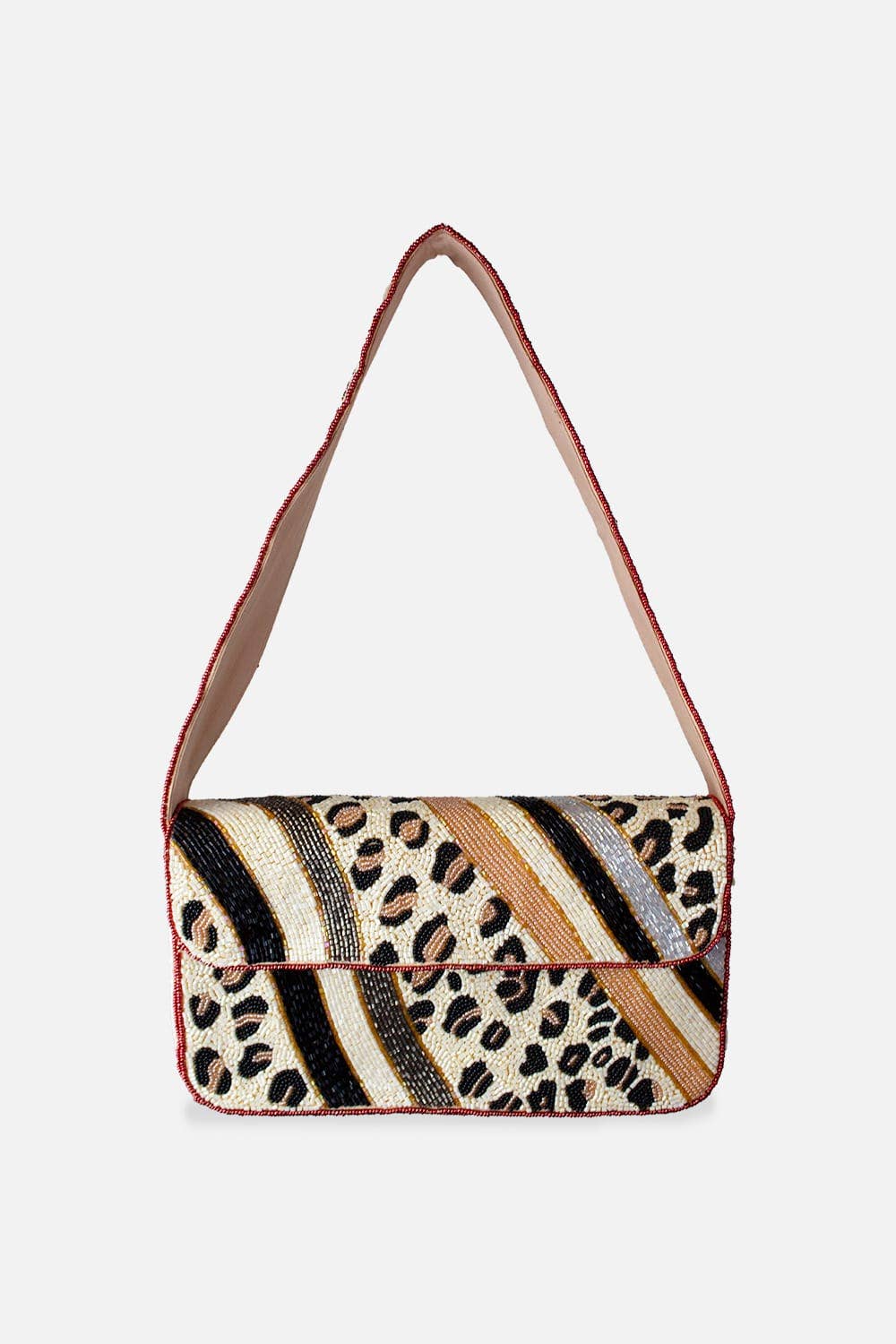 Leopard Double Sided Beaded Shoulder Bag