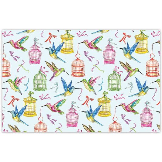 Handpainted Birdhouses and Hummingbirds Placemat