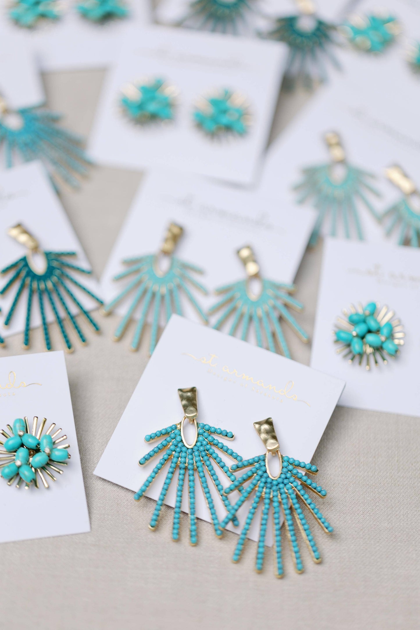 St Armands Designs of Sarasota - Turquoise Sunburst Statement Stud Earrings