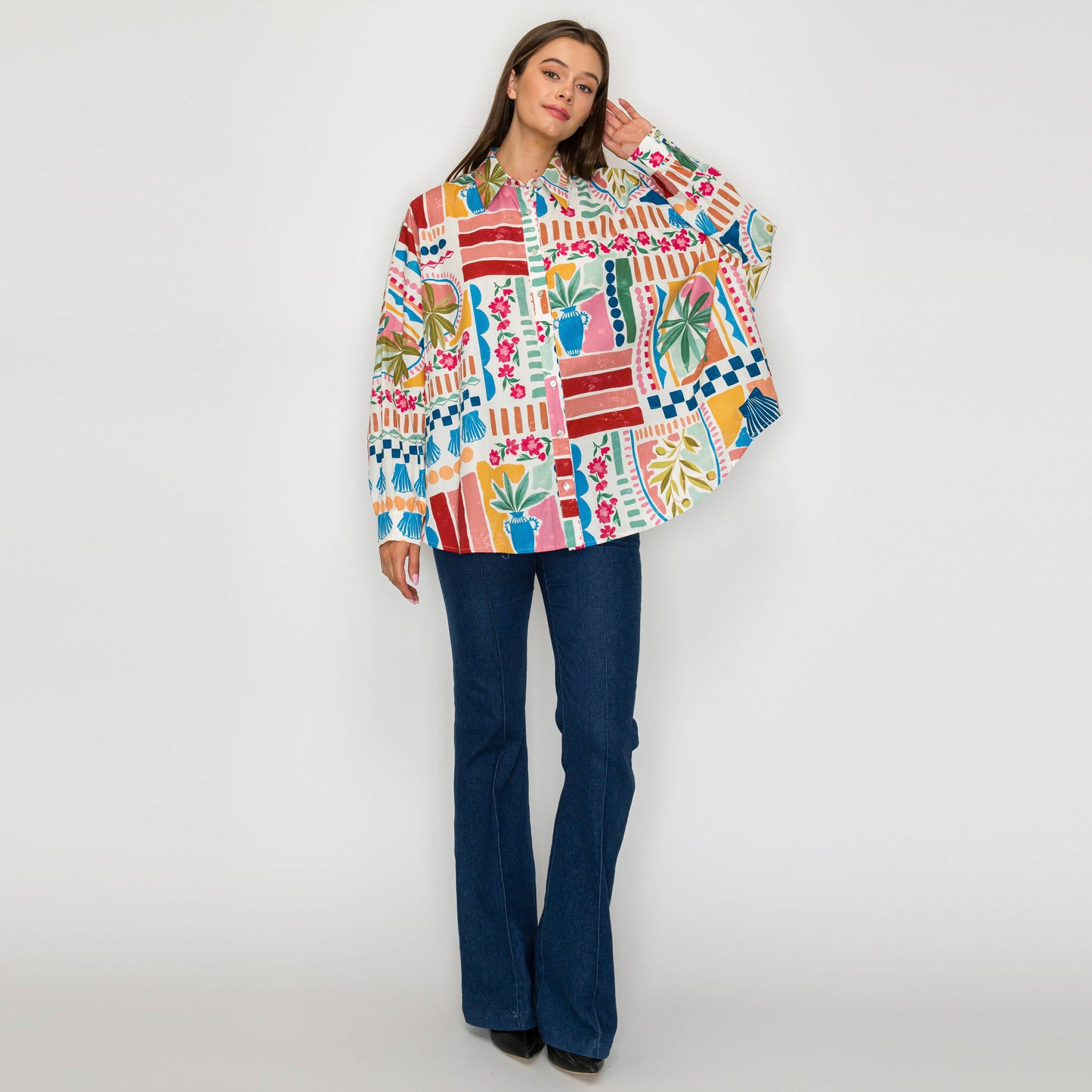 LoveWednesday - Dreamy Desert Print Oversized Shirts