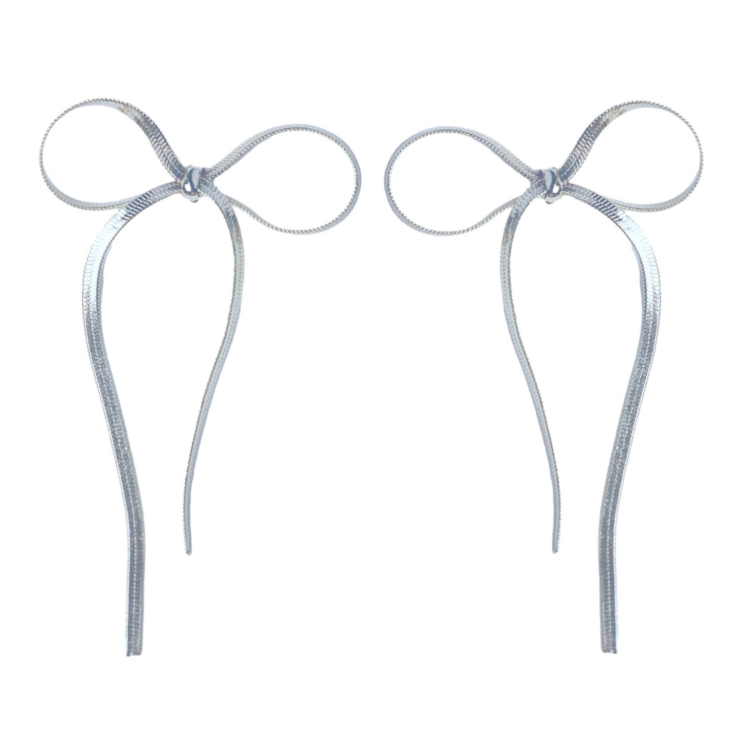 St Armands Designs of Sarasota - Maxi 925 Silver Plated Duster Bow Holiday Statement Earrings