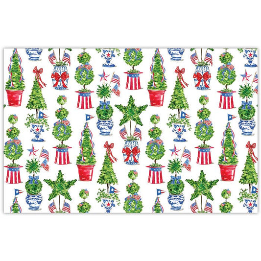 Handpainted Patriotic Topiary pattern Placemat