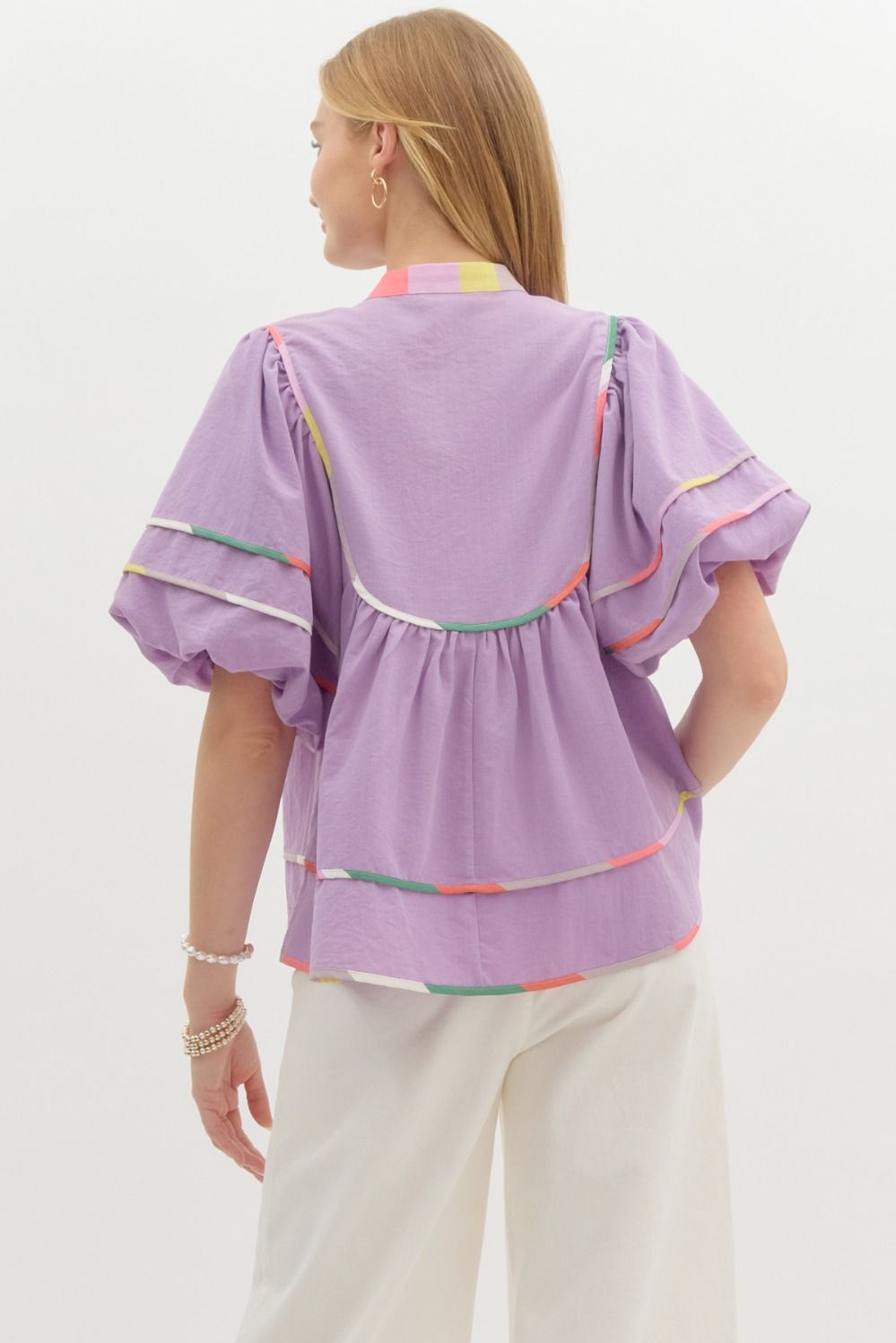 Lavender Puff Sleeve Blouse by Entro