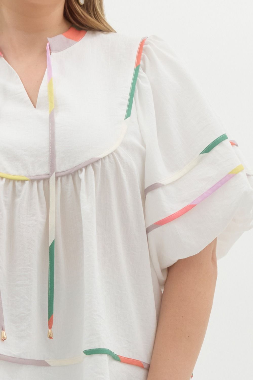White Puff Sleeve Blouse by Entro