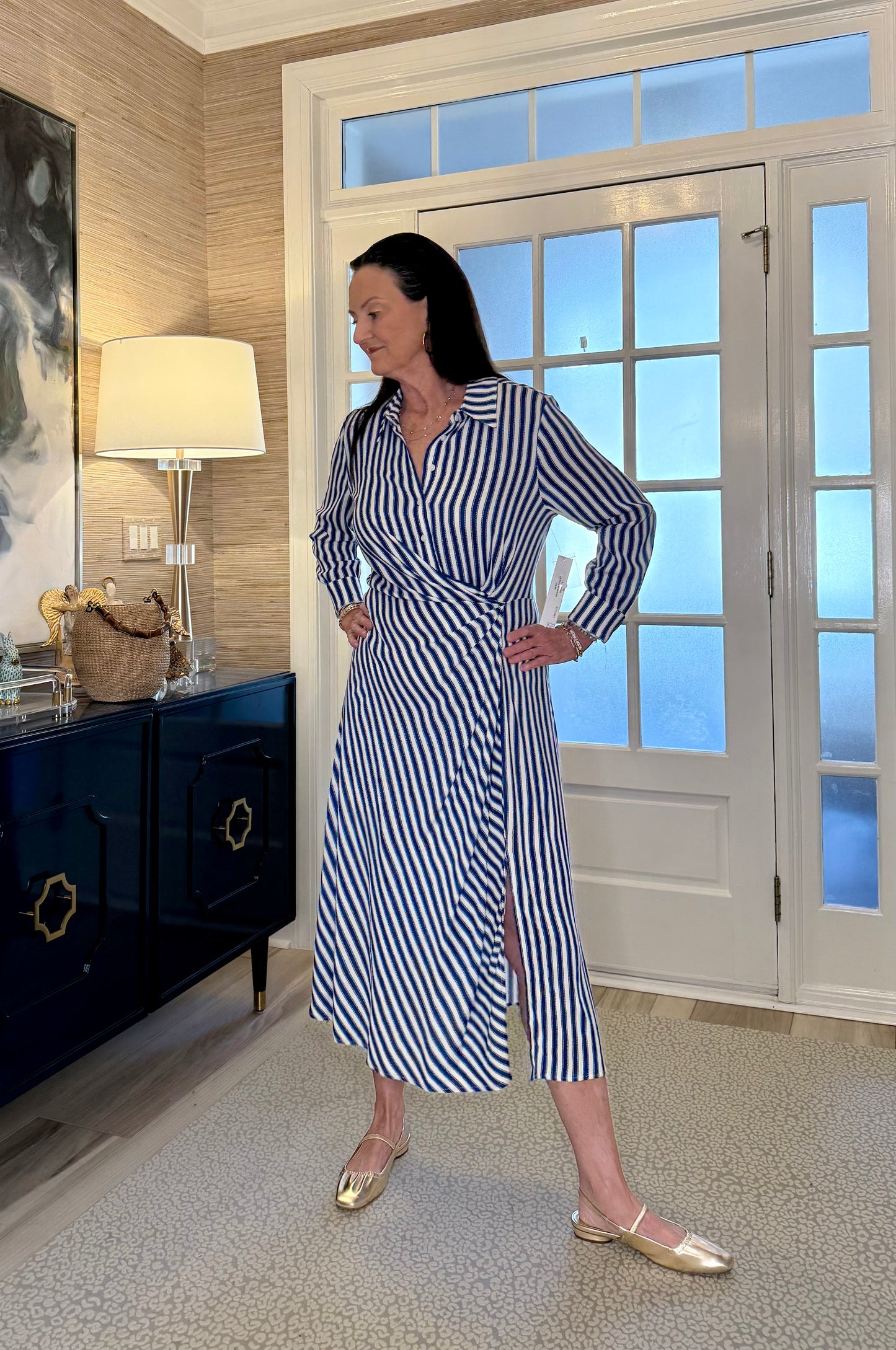 Tribal Long Sleeve Waist Wrap Dress