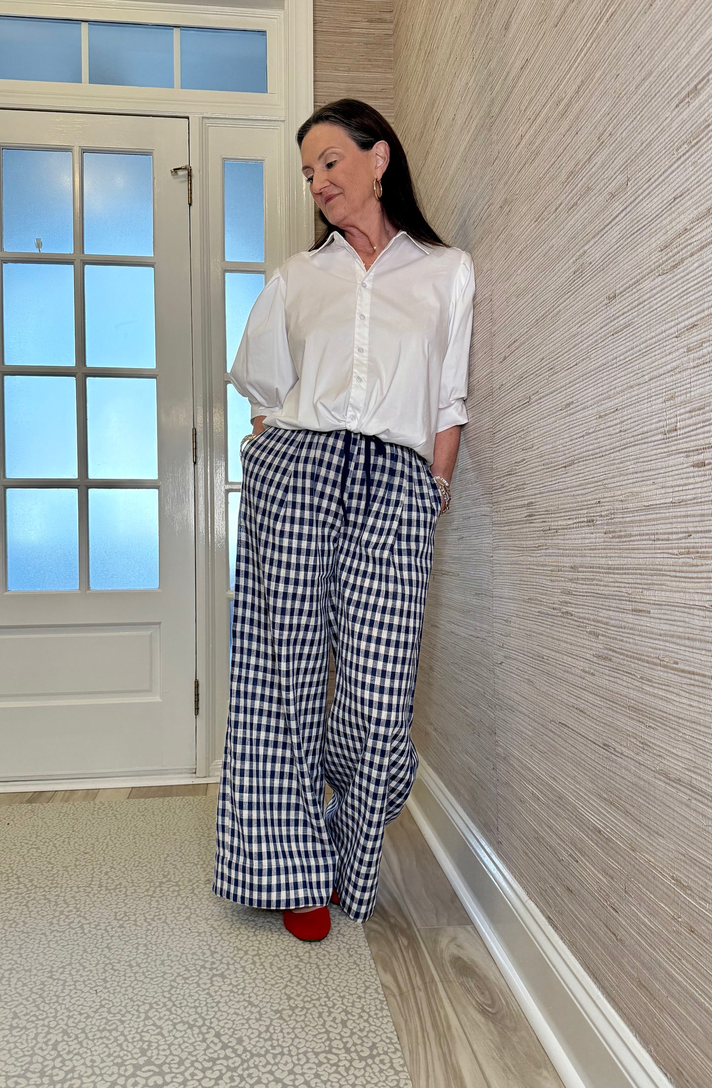 Wide Leg Checkered Pant