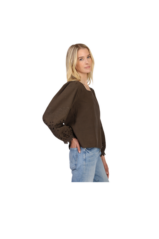 Maisie Cutwork Top - Brown