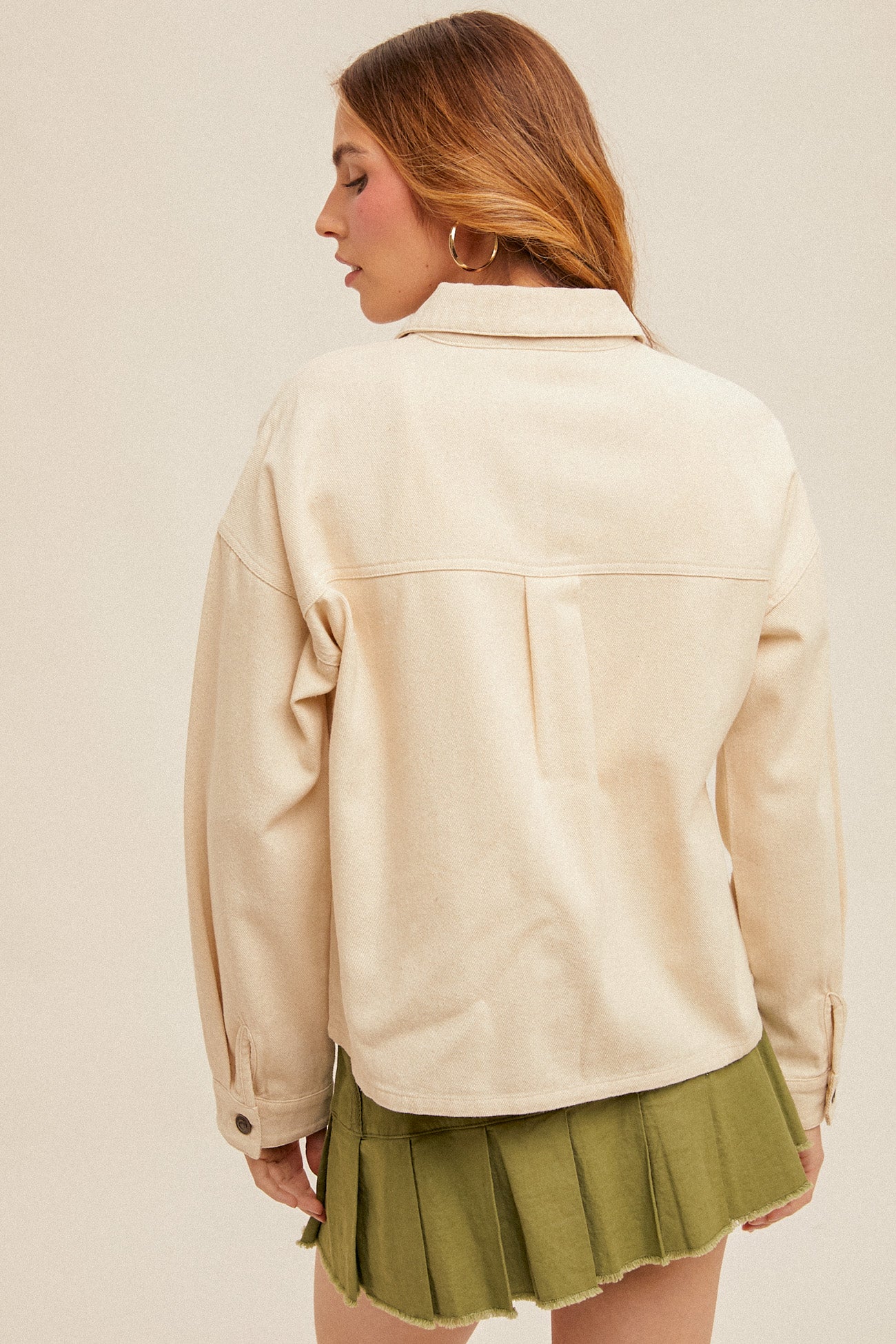 Snow Wash Twill Boxy Crop Jacket