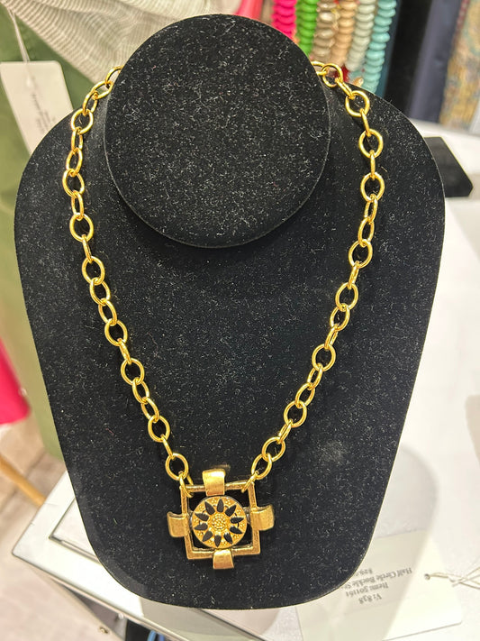Golden Sun Medallion Necklace by Yoshi NY