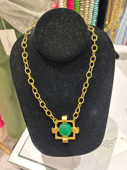Brooklyn Emerald Stone Statement Necklace by Yoshi NY