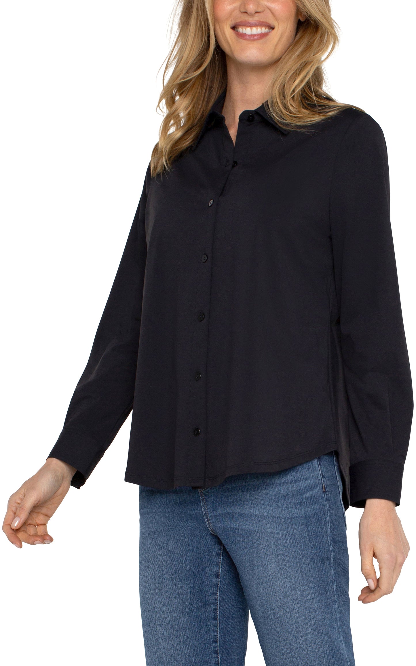 Long Sleeve Button Front Knit Shirt