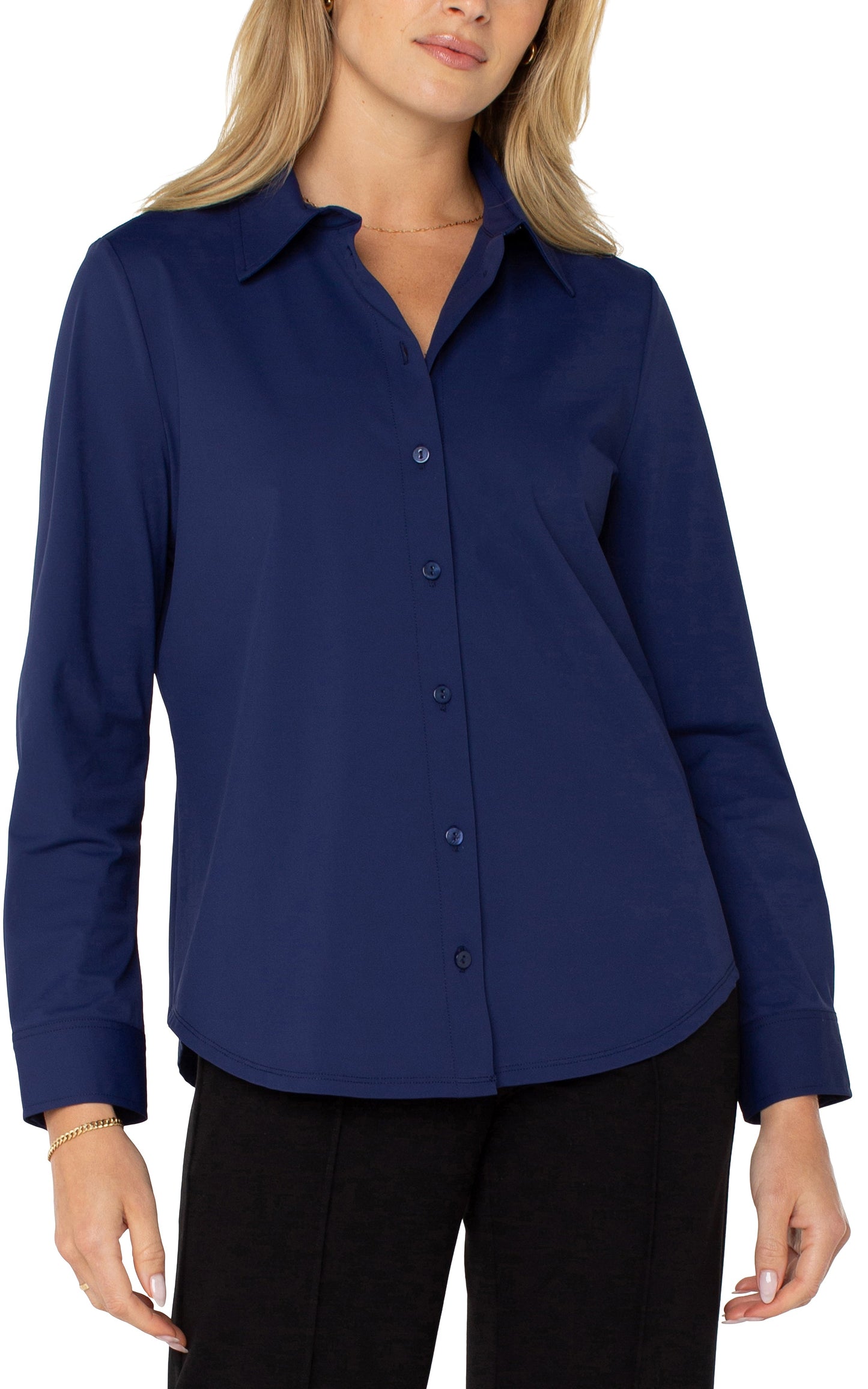 Long Sleeve Button Front Knit Shirt