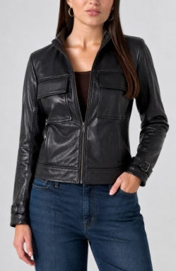 Sleek & Edgy Leather Moto Jacket