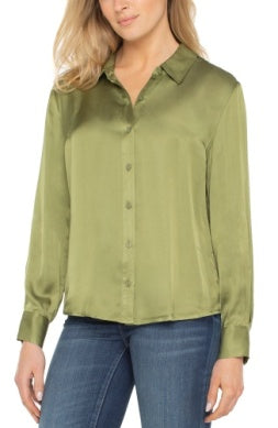 Silky Button Front Blouse