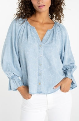 Liverpool Button Front Woven Top