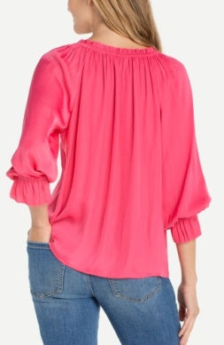 Liverpool Button Front Woven Pink Top