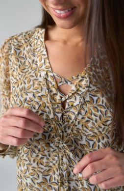 Golden Meadow Lace-Up Blouse