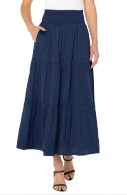 Midnight Tiered Woven Maxi Skirt
