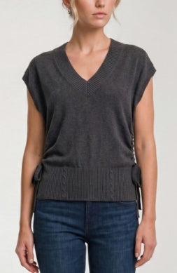 Side-Tie Chic V-Neck Sweater Vest