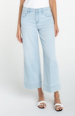 Stride Crop Wide Leg Jean with Embroidered Side Seam