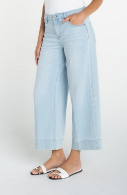 Stride Crop Wide Leg Jean with Embroidered Side Seam