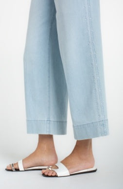Stride Crop Wide Leg Jean with Embroidered Side Seam