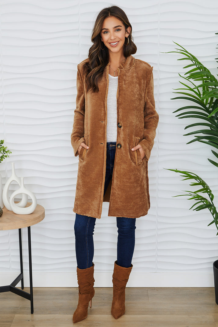 Aspen Cozy Corduroy Mid Length Jacket
