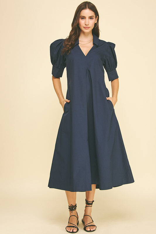 Pinch Midi Cotton Dress