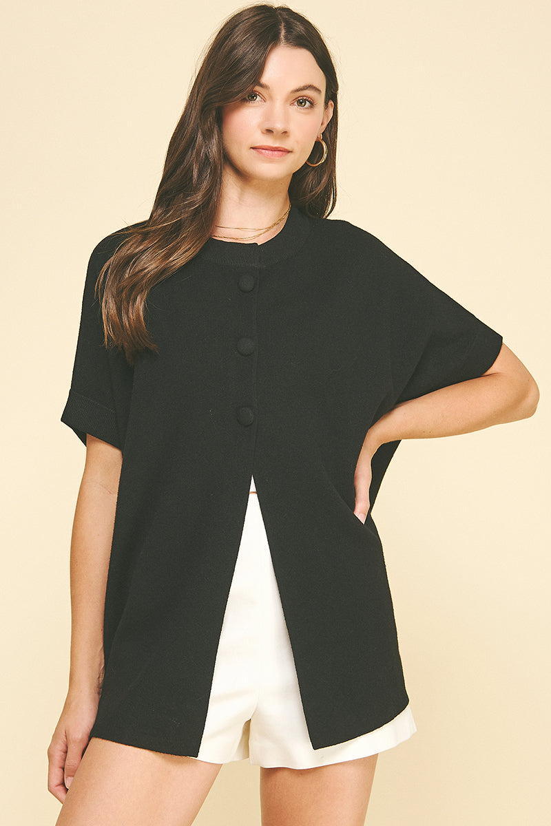 Pinch Three Button Sweater