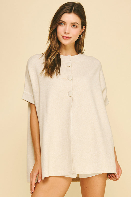 Pinch Three Button Sweater