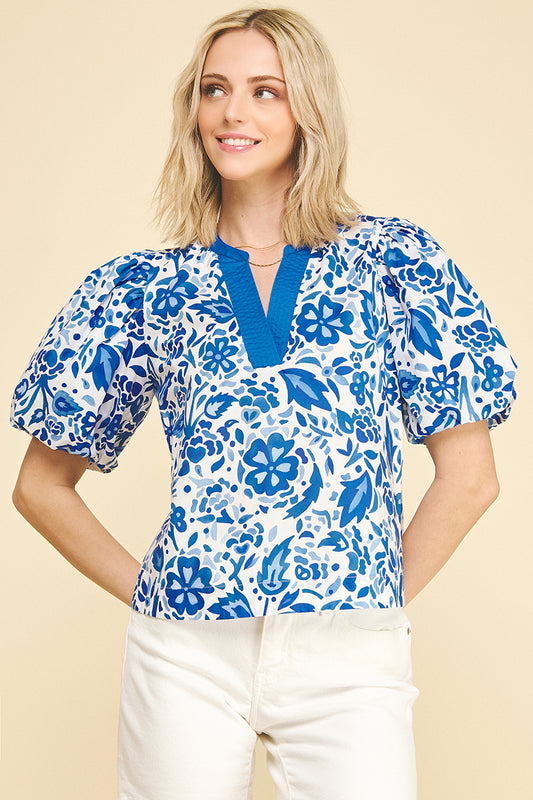 Pinch Puff Sleeve Blouse