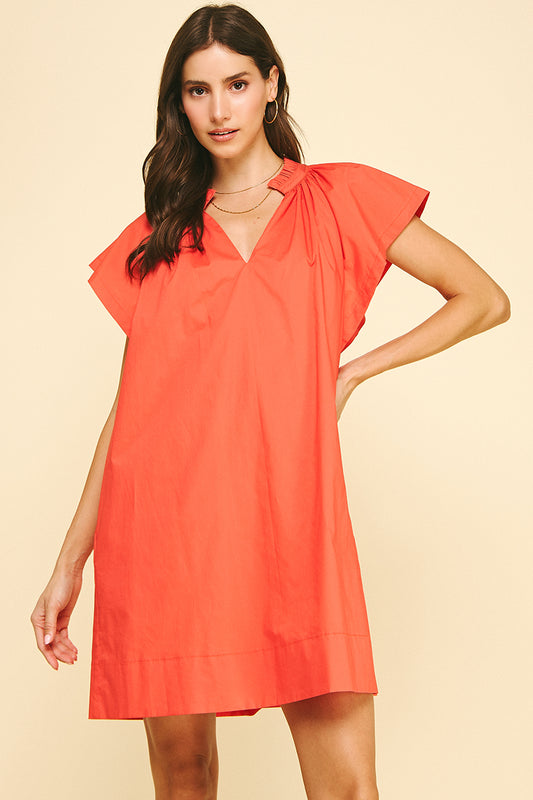 Pinch Knee Length Cotton Dress