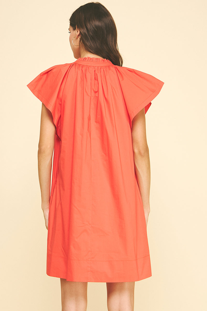 Pinch Knee Length Cotton Dress