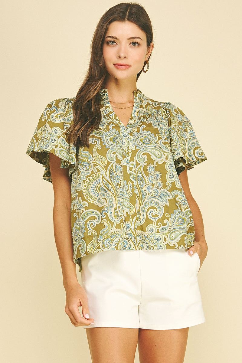 Pinch - Olive Grove Paisley Blouse