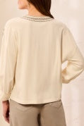Tribal Moonstone Floral Notch-Neck Top