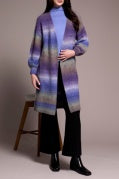 Tribal Boucle Space Dye Puff Sleeve Long Sweater
