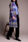 Tribal Boucle Space Dye Puff Sleeve Long Sweater
