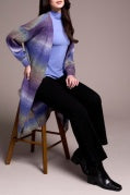 Tribal Boucle Space Dye Puff Sleeve Long Sweater