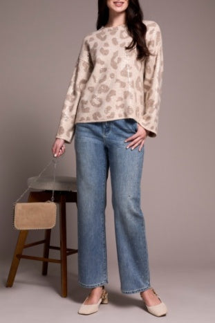 Sandstone Crew Neck Sweater with Sequins