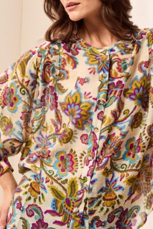 Tribal - Flowy Dolman Sleeve Floral Blouse