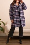 Tribal Knit Plain Notch Collar Shacket