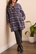 Tribal Knit Plain Notch Collar Shacket