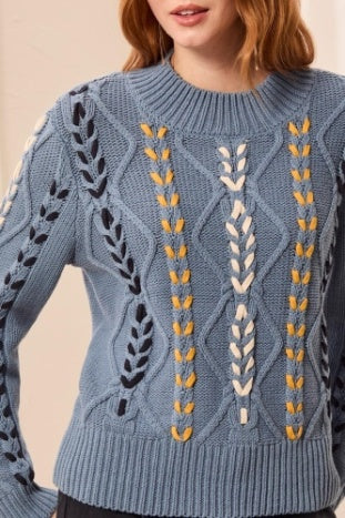 Tribal - Heirloom Cable Mock Neck Sweater