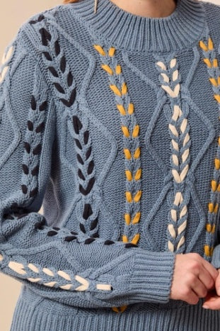 Tribal - Heirloom Cable Mock Neck Sweater