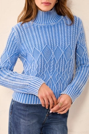 Tribal - Skyline Cable Knit Mock Neck Sweater